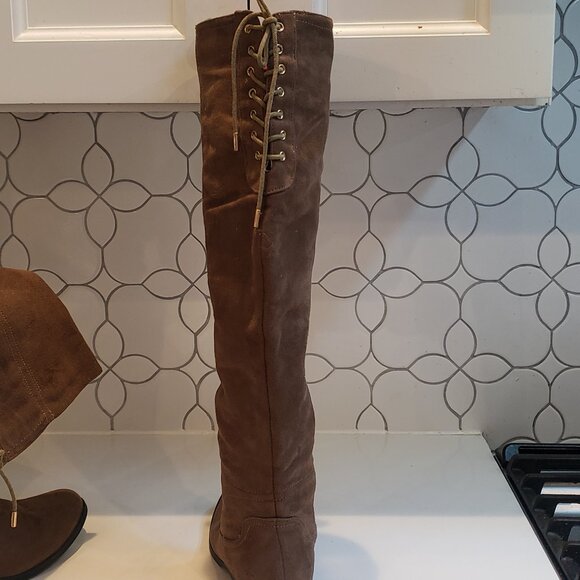 XOXO Thigh high over the Knee Boots with Lace ties and gold hardware - Picture 10 of 15